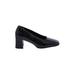 Nine West Heels: Slip On Chunky Heel Work Black Solid Shoes - Women's Size 6 1/2 - Almond Toe