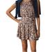 Anthropologie Dresses | Anthropologie Daily Practice Floral Pleated Cinched Casual Knit Mini Dress Sz S | Color: Blue/Orange | Size: S
