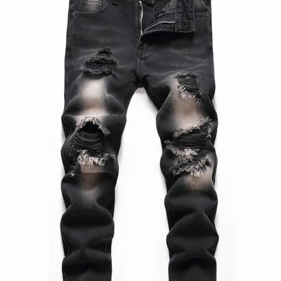 Boys Black Ripped Distressed Stretch Jeans Skinny ...