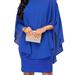 Plus Size Solid Round Neck 3/4 Sleeve Cape Midi Dress, Women's Plus Elegant Slight Stretch Cape Midi Dress