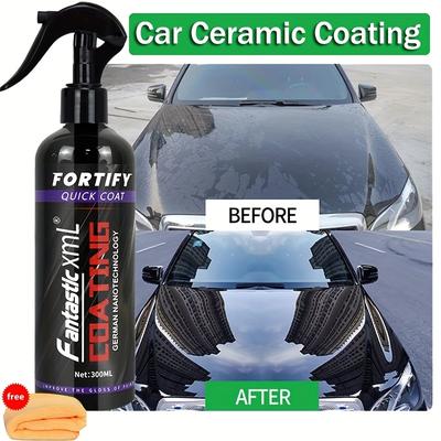 300ml Ceramic Coating Fortify Car Wax Polish Spray - Waterless Wash & Wax Hydrophobic Top Coat Polish & Polymer Paint Sealant Detail Protection