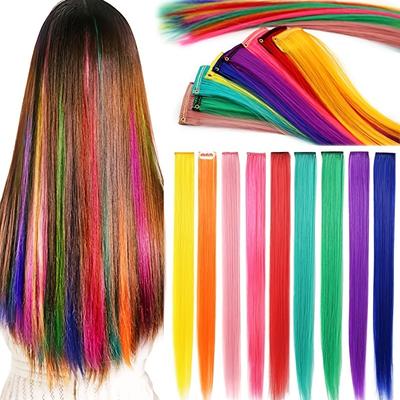 9 Pcs Multicolored Clip-in Hair Extensions For Wom...