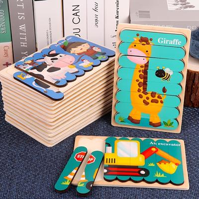 Double Sided Wooden 3d Puzzles: Educational Toys F...