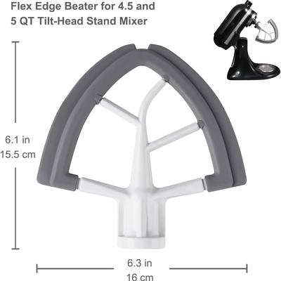 1pc Flex Edge Beater For Kitchenaid Tilt-head Stand Mixer, 4.5-5 Quart Flat Beater Paddle With Flexible Silicone Edges Bowl Scraper