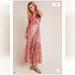 Anthropologie Dresses | Anthropologie Rana Gill Alexandra Embroidered Wrap Maxi Dress Nwt Size M | Color: Green/Red | Size: M