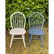 Dining chair, hand painted, mid blue, vintage, spindle back Windsor, wood, kitchen chairs