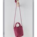 Free People Bags | Free People Purse Woven Hearts Crossbody Phone Bag Braided Pink Leather Mini Bag | Color: Pink | Size: 5” X 6”