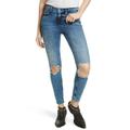 Free People Jeans | Free People Women's Blue Distressed Skinny Medium Wash Mid Rise Denim Jeans | Color: Blue | Size: 29