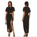 Free People Dresses | Free People Rae Cutout Maxi Dress Wrap Tie High Slit In Black Women's S New | Color: Black | Size: S