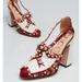 Gucci Shoes | Gucci Red/White Leather Faux Pearl Studded Tracy Pump Size 40- Orig. $2390 | Color: Red/White | Size: 39.5