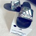 Adidas Shoes | Nwt Adidas Adilette Comfort Slides Camo W/ White Lettering. Men’s 5 /Women’s 6 | Color: Black/Green | Size: 6