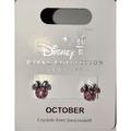 Disney Jewelry | Disney Park Minnie Icon Birthstone Swarovski Crystal Earrings October Noc | Color: Silver | Size: Os