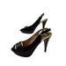 Michael Kors Shoes | Michael Kors Women's Black Leather Pump High Heels Open Toe Dress Shoes 9m | Color: Black/Gold | Size: 9m