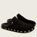 J. Crew Shoes | J. Crew Pacific Studded Clogs In Black Suede | Color: Black/Gold | Size: 8