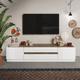 Azura Home Design - Meuble tv fantasy Blanc laqué/chêne mercure 205 cm - Blanc
