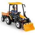 12V Tracteur Électrique Enfants avec Pelle & Remorque Amovible, Véhicule Électrique à 6 Pneus avec