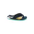 Cat & Jack Flip Flops: Slip On Wedge Casual Blue Print Shoes - Kids Girl's Size 9