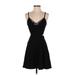 Lulus Cocktail Dress - A-Line V Neck Sleeveless: Black Print Dresses - Women's Size X-Small