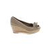 Tory Burch Wedges: Tan Solid Shoes - Women's Size 8 1/2 - Open Toe