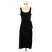 LOFT Beach Casual Dress - Midi Scoop Neck Sleeveless: Black Solid Dresses - Women's Size Small