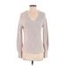 Calvin Klein Pullover Sweater: Pink Color Block Tops - Women's Size Small