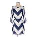 Charming Charlie Casual Dress - Mini: Blue Chevron/Herringbone Dresses - Women's Size Small