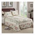 TRionn Pastoral Floral Style Quilted Bedspread Super King Size Cotton Vintage Double Cover 3 Piece Bedding Set Bedspread with 2 Pillow Covers,230 * 250cm favorite gift