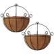 Qusitlry 2 Pcs 12 inch Metal Wall Hanging Planter with Coconut Liner, Wall Mounted Half Moon Basket, Hanging Flower Pot, for Indoor Outdoor Garden Decorations…