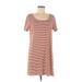 Madewell Casual Dress - Shift Scoop Neck Short sleeves: Orange Stripes Dresses - Women's Size Medium