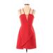 BCBGMAXAZRIA Casual Dress - Party Plunge Sleeveless: Red Print Dresses - Women's Size 4