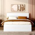 Latitude Run® Modern Bed Frame w/ Size Trundle & 2 Drawers For White High Gloss Color Wood in Brown | 35.39 H x 56.37 W x 78.81 D in | Wayfair