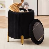 Round Foot Stool,Footrest Stool Vanity Stool (Black) - Black