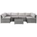 7-Piece Grey Wicker Rattan Outdoor Patio Sectional Sofa Set with Cushions