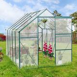 6 ft. x 10 ft. Outdoor Green Polycarbonate Heavy Duty Greenhouse Raised Base and Anchor Aluminum