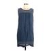 Lungo L'arno Casual Dress - Shift Scoop Neck Sleeveless: Blue Print Dresses - Women's Size Medium