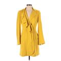 INC International Concepts Jacket: Knee Length Yellow Print Jackets & Outerwear - Women's Size Small