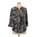 Roz & Ali 3/4 Sleeve Blouse: Black Paisley Tops - Women's Size X-Large - Paisley Wash