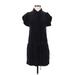 LA Made Casual Dress - DropWaist High Neck Short sleeves: Black Print Dresses - Women's Size Small