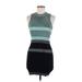 Guess Cocktail Dress - Sweater Dress: Teal Color Block Dresses - Women's Size Medium