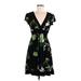 Speechless Casual Dress - A-Line Plunge Short sleeves: Black Floral Dresses - Women's Size Medium