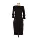 Calvin Klein Casual Dress - Sheath High Neck 3/4 sleeves: Black Solid Dresses - Women's Size 6