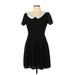 Sunny Girl Casual Dress - Mini Scoop Neck Short sleeves: Black Print Dresses - Women's Size Large