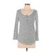 Old Navy Long Sleeve Henley Shirt: Gray Print Tops - Women's Size Large