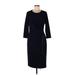 Calvin Klein Casual Dress - Sheath Crew Neck 3/4 sleeves: Blue Solid Dresses - Women's Size 12