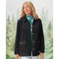 Blair Women's Wide-Wale Corduroy Shirt Jacket - Black - PL - Petite