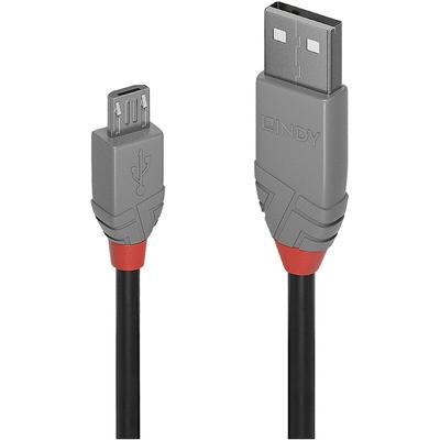 LINDY USB-Kabel USB 2.0 USB-A Stecker, USB-Micro-B Stecker 2.00 m Schwarz, Grau 36733 Image
