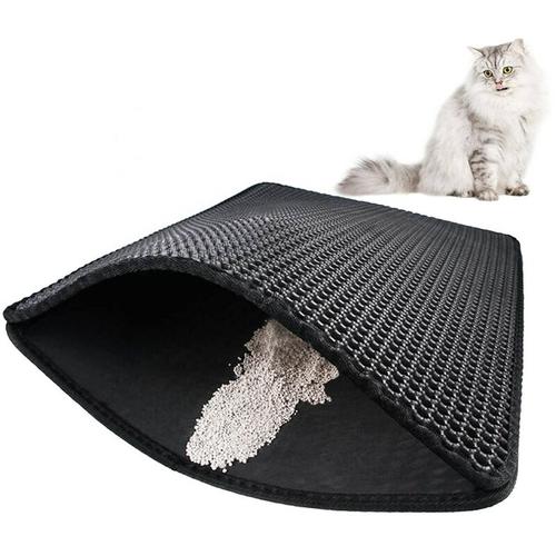 Katzenklo Matte in 65 x 75 x 1.3 cm - Wasserfest, einfach zu reinigen - Katzenstreu Matte - black