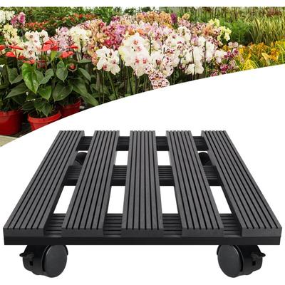 Naizy - wpc Rollbrett Pflanzen Eckig Pflanzenroller Außenbereich Blumentopf Untersetzer mit 4 Image