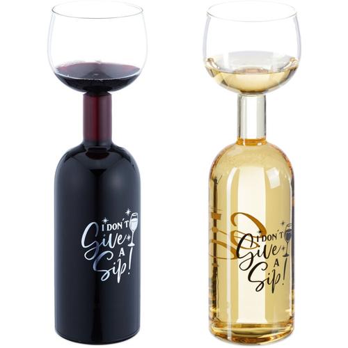 Weinflasche Glas, xl Weinglas mit Spruch, Fun Geschenk für Weinliebhaber, Weinflaschenglas 750 ml,
