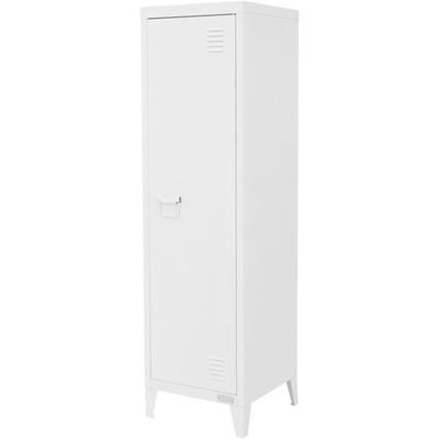 Aktenschrank hoch, 38x38x137,5 cm, Weiß, Stahl, Freistehender Büroschrank mit 4 Beinen, Metallspind Image